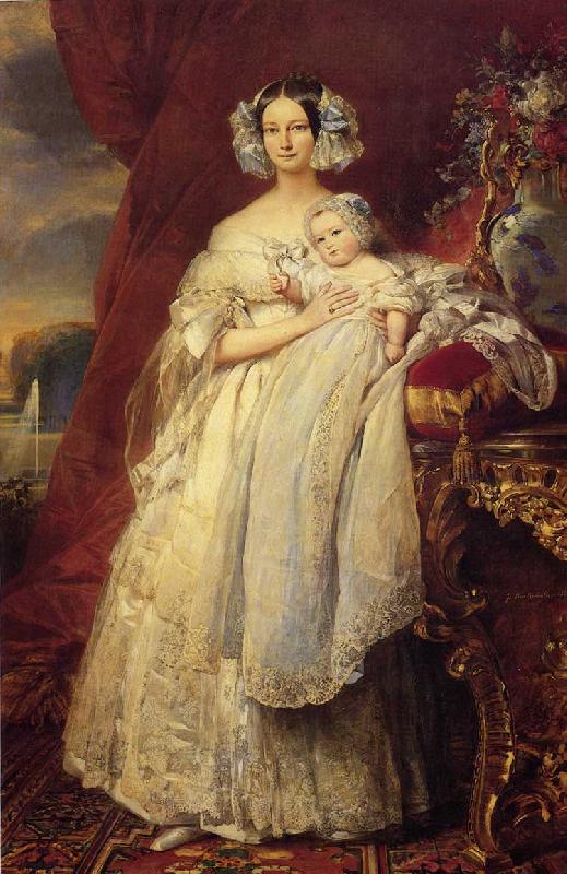 Franz Xaver Winterhalter Helene Louise Elizabeth de Mecklembourg Schwerin, Duchess D'Orleans with Prince Louis Philippe Alber oil painting picture